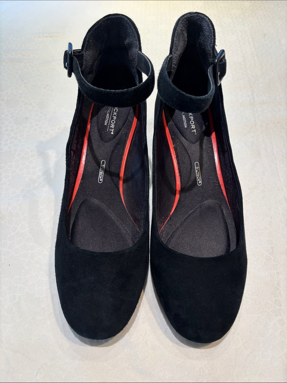 Rockport Black Suede Ankle-Strap Heels